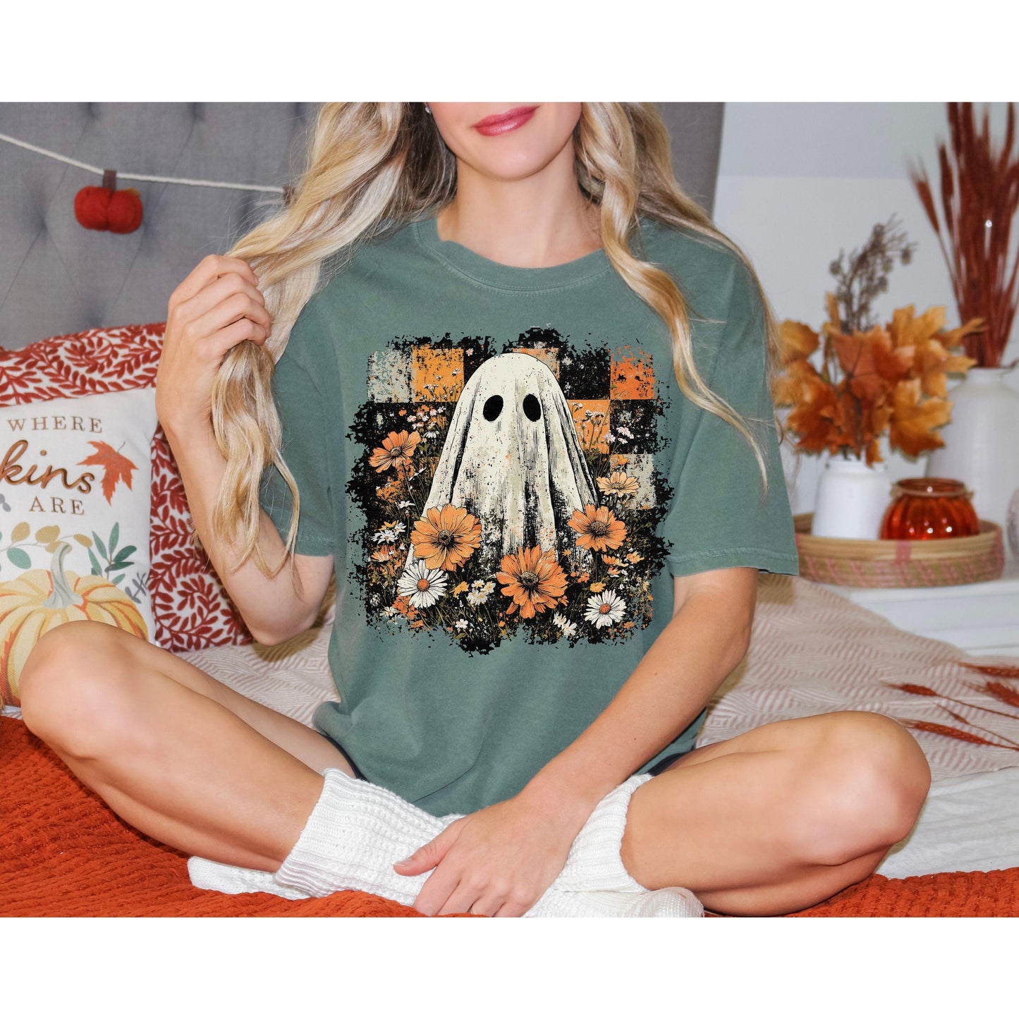 Grungy Floral Ghost Tshirt